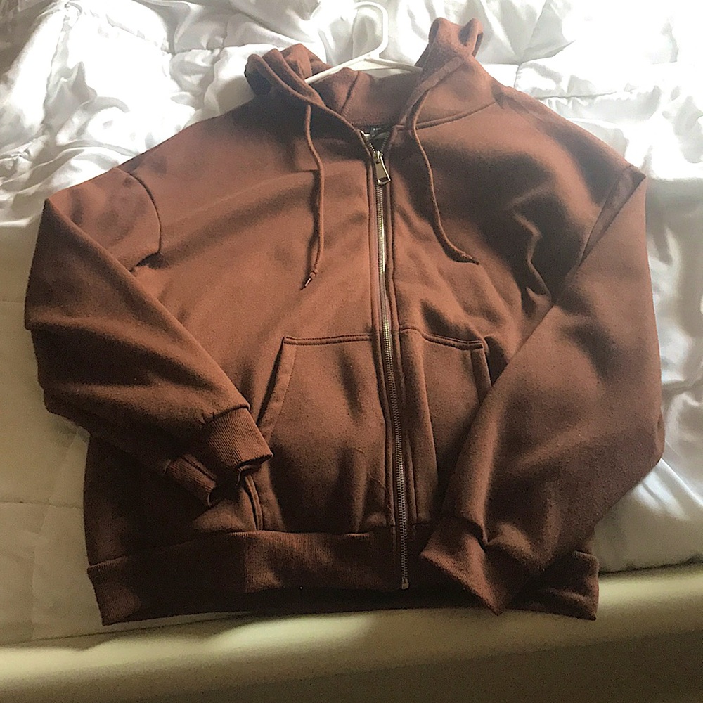 Brown SHEIN Medium Zip Up Hoodie